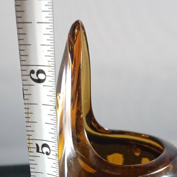 Vintage Swung Glass Vase Murano Style Amber - Picture 5 of 9